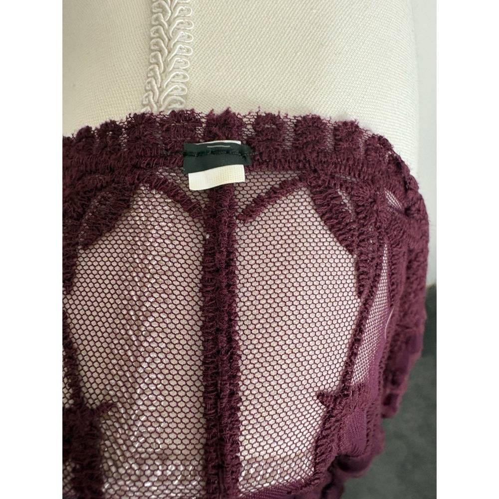 Open Cardigan Lace Kimono Sz Large Wine Sheer Layering Boho Romantic Fairy - Picture 6 of 9